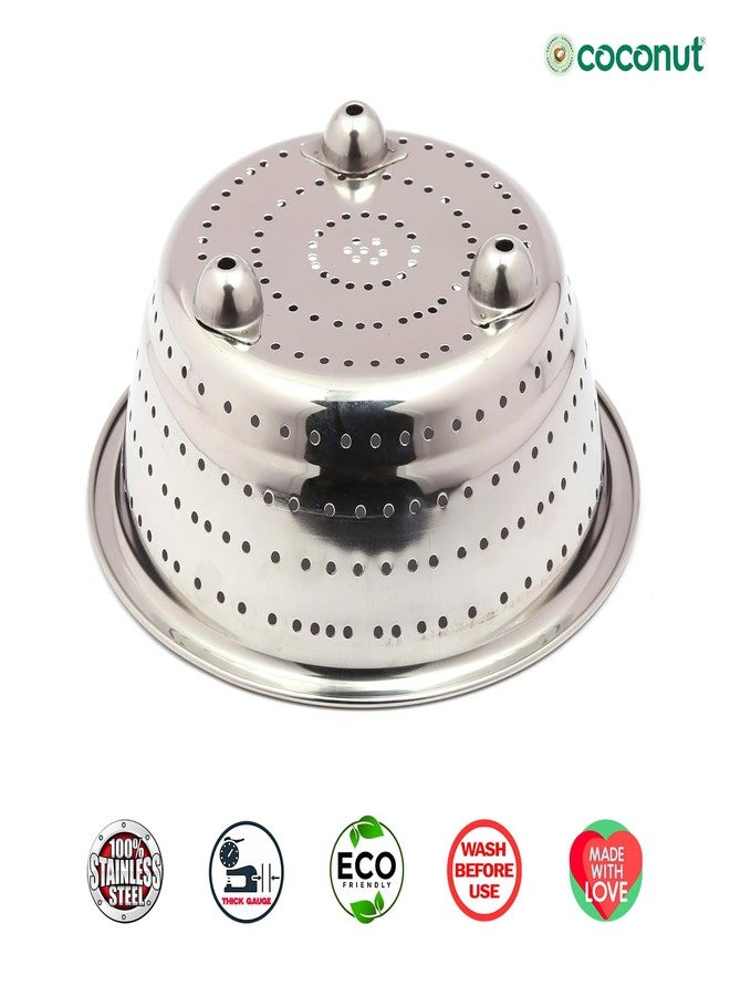 كوكونات مصفاة جوز الهند المصنوعة من الفولاذ المقاوم للصدأ للمطبخ - غسالة أرز كبيرة، وعاء لغسل الفواكه والخضراوات بمقابض - سلة غربلة متعددة الأغراض شديدة التحمل ومقاومة للصدأ - عبوة من قطعة واحدة | 25 سم - Image 3